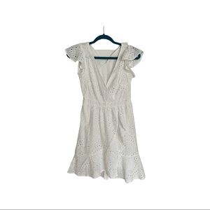 Japna White Eyelet Wrap Dress